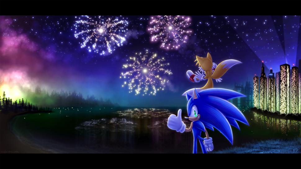 Sega Sonic the Hedgehog Sonic Tails Fireworks HD wallpaper,video games HD wallpaper,the HD wallpaper,fireworks HD wallpaper,sonic HD wallpaper,hedgehog HD wallpaper,sega HD wallpaper,tails HD wallpaper,1920x1080 wallpaper