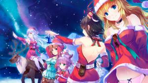 Anime Girls, Anime, Christmas, Blue Eyes, Green Eyes, Long Hair, Deer, Hats wallpaper thumb