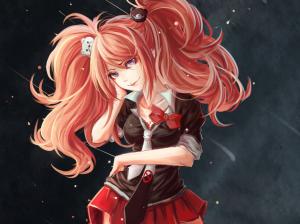 Beautiful anime girl, pink hair, school clothes wallpaper thumb