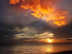 Sunset Ocean Clouds Landscapes Photo Background wallpaper thumb