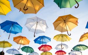 flying, art, sky, HD , umbrellas, Colorful, beautiful wallpaper thumb