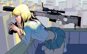 Anime Sniper Rifle Woman Girl HD wallpaper thumb