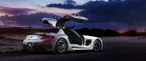 Mercedes-Benz SLS AMG, Car, Gull Wing Door, Rear View wallpaper thumb