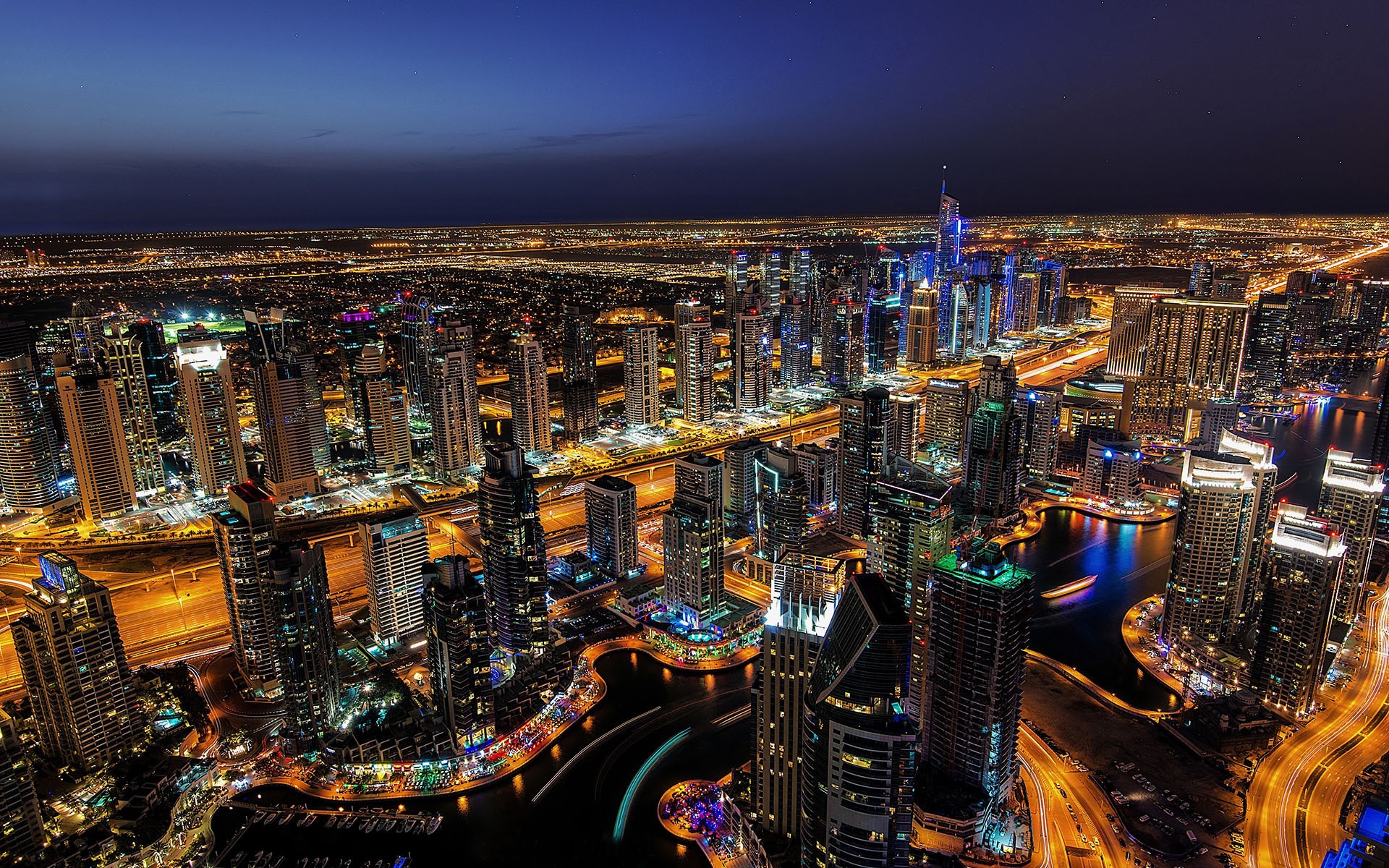 Dubai Night Lights Skyscrapers City Wallpaper Travel And World Wallpaper Better