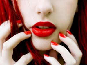 Women, Face, Redhead, Red Lips, Red Nails wallpaper thumb