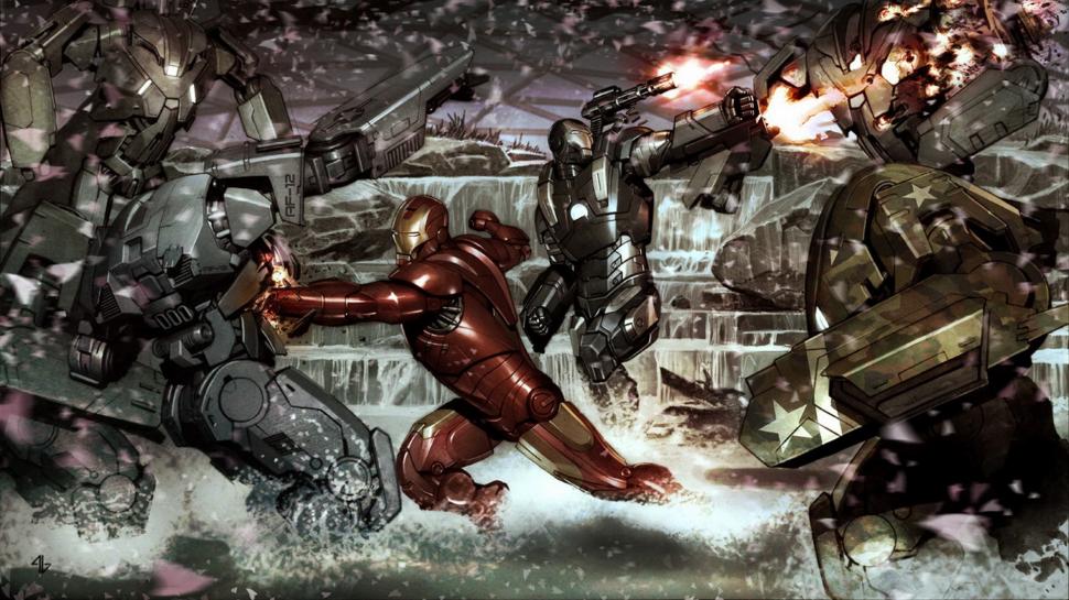 Iron Man Fight War Machine HD wallpaper,cartoon/comic HD wallpaper,man HD wallpaper,war HD wallpaper,iron HD wallpaper,fight HD wallpaper,machine HD wallpaper,1920x1080 wallpaper