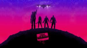 Guardians of the Galaxy Marvel Stars Purple Pink Cassette Tape Spaceship HD wallpaper thumb