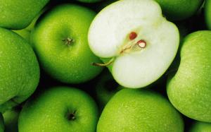 Green apple fruit close-up photography wallpaper thumb