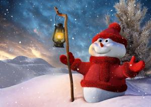 new year, christmas, snowman, lamp, tree, snow, smiling wallpaper thumb
