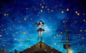 Anime girl fireflies wallpaper thumb