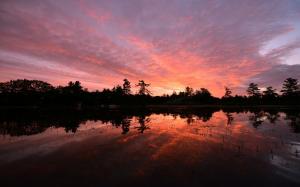 Canada, Ontario, lake, trees, evening sunset, water reflection wallpaper thumb