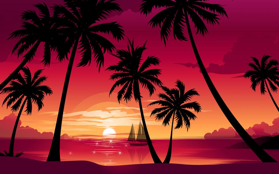 Drawing Beach Sunset wallpaper,drawing beach HD wallpaper,sunset HD wallpaper,1920x1200 wallpaper