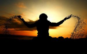 Sunset Silhouettes Arms Raised Photos wallpaper thumb