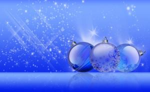 christmas decorations, balloons, twinkling, holiday, blue background wallpaper thumb