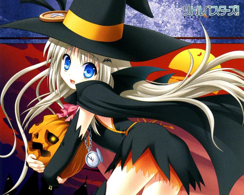 Halloween anime, girl, blond, hat, pumpkin, smile wallpaper,halloween anime wallpaper,girl wallpaper,blond wallpaper,pumpkin wallpaper,smile wallpaper,1280x1024 wallpaper