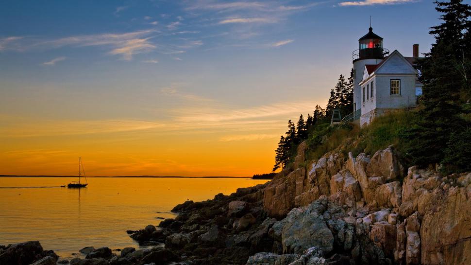 Bass Harbor Lighthouse, Acadia National Park, Maine wallpaper,lighthouse HD wallpaper,ocean HD wallpaper,maine HD wallpaper,boat HD wallpaper,animals HD wallpaper,1920x1080 wallpaper