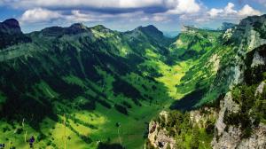Landscape, Mountains, Green, Valley, Nature, Panorama wallpaper thumb