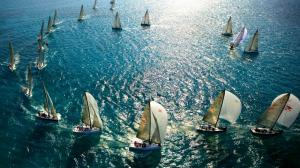 Sea, yachts, sail, blue, sunlight wallpaper thumb