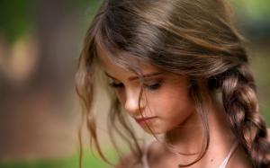 Cute girl, lost in thought, child wallpaper thumb