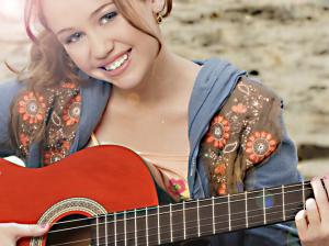 Miley Cyrus, Celebrities, Star, Smiling, Woman, Playing Guitar, Blue Eyes, Photography wallpaper thumb