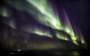 Aurora Borealis Northern Lights Night Green Snow Stars HD wallpaper thumb