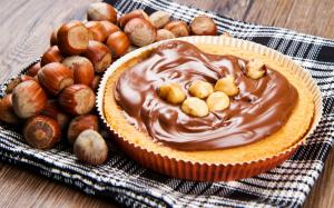 Cake, chocolate, cream, nuts, hazelnuts wallpaper thumb