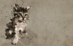 Cat, Painting, Kitten, Paper, Paint Splatter wallpaper thumb