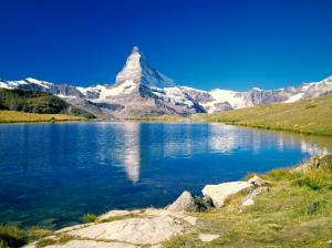 Blue lake and mountain scenery wallpaper thumb