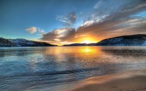 Norway scenery, lake, sunset, mountains wallpaper thumb
