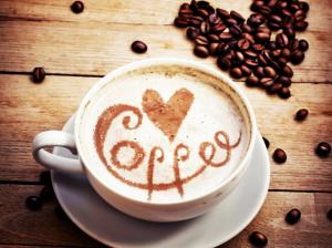 Cappuccino, coffee, beans, love hearts wallpaper thumb