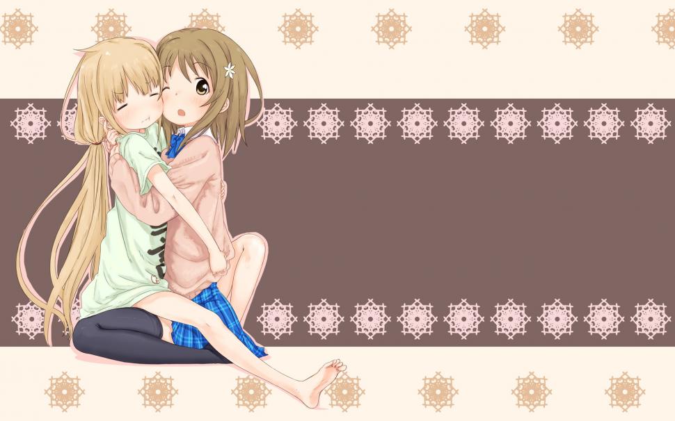 Anime Girls, Hugging, Futaba Anzu, Mimura Kanako wallpaper,anime girls HD wallpaper,hugging HD wallpaper,futaba anzu HD wallpaper,mimura kanako HD wallpaper,1920x1200 wallpaper
