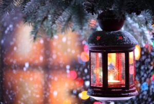 candle, torch, branch, snow, winter, snowflakes, christmas tree wallpaper thumb