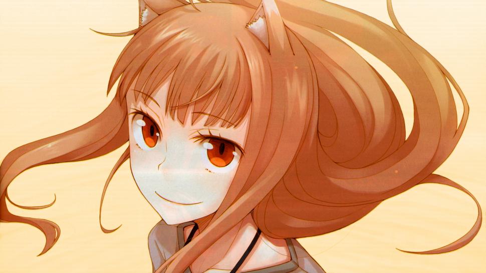 Spice and Wolf Foxgirl Anime Face HD wallpaper,cartoon/comic HD wallpaper,anime HD wallpaper,face HD wallpaper,and HD wallpaper,wolf HD wallpaper,spice HD wallpaper,foxgirl HD wallpaper,1920x1080 wallpaper