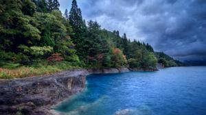 Gorgeous Forested Lake Shore wallpaper thumb