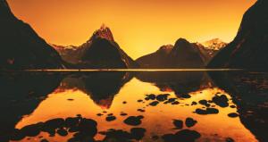 Photography, Mountain, Lake, Sunset, Orange, Nature, Landscape, Reflection, Stones wallpaper thumb