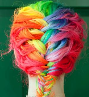 colorful dyed hair braids girl wallpaper thumb