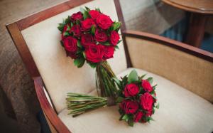 Bouquet flowers, wedding, roses, chair wallpaper thumb