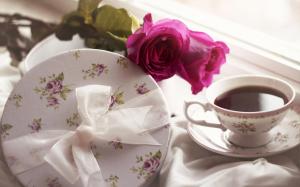 Coffee and roses wallpaper thumb