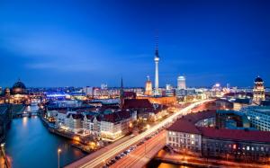 Alexanderplatz, Berlin, Germany, city night, evening, house, lights wallpaper thumb