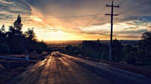 Sunset Evening Roads and Skies HD wallpaper thumb