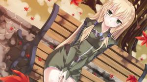 Iroha, girl, bench, fall, anime wallpaper thumb