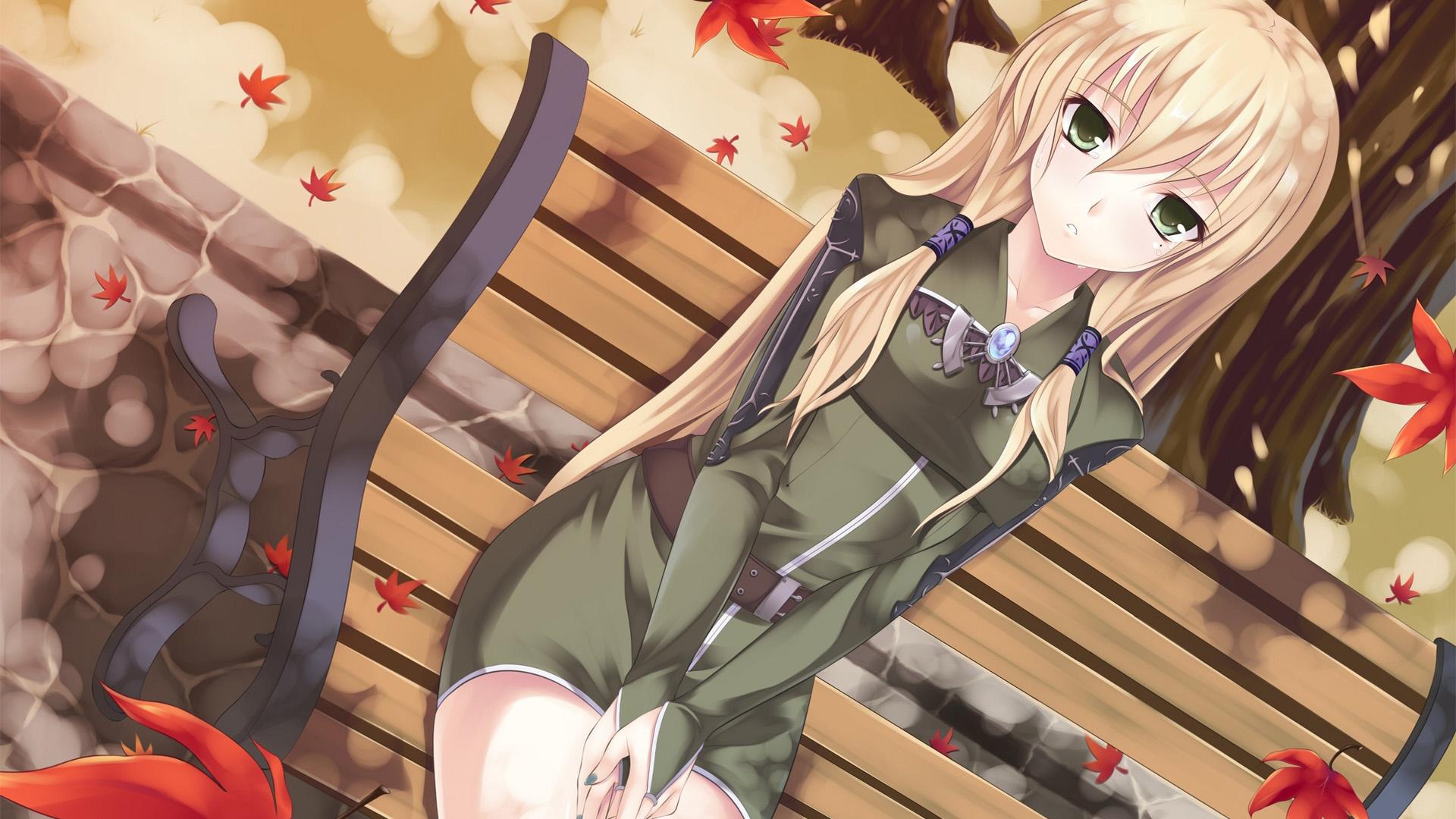 Iroha, girl, bench, fall, anime wallpaper | anime | Wallpaper Better