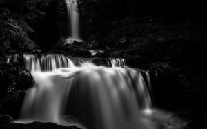 Waterfall BW Timelapse Forest HD wallpaper thumb