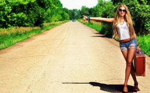 Girl want to hitchhiking wallpaper thumb