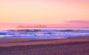 Sunset beach waves hd wallpaper thumb