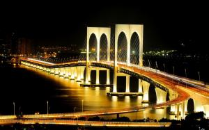 City bridge at night, illumination, lights wallpaper thumb