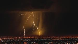 Landscapes Nature Storm Darkness City Lights Lightning Cities Red Sky Photo Gallery wallpaper thumb