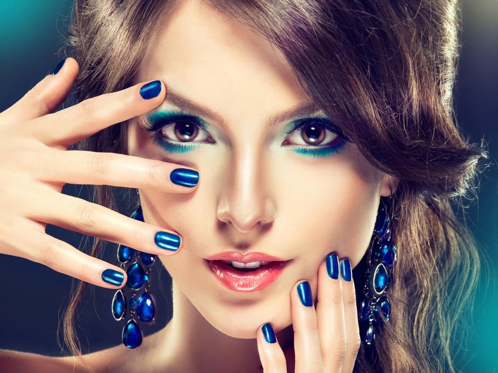 Makeup fashion  girl  blue style wallpaper girls  