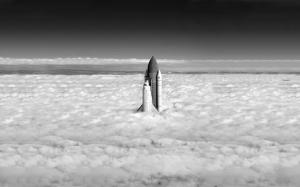 Space Shuttle, Air, Sky, Clouds, Black And White, Photography wallpaper thumb