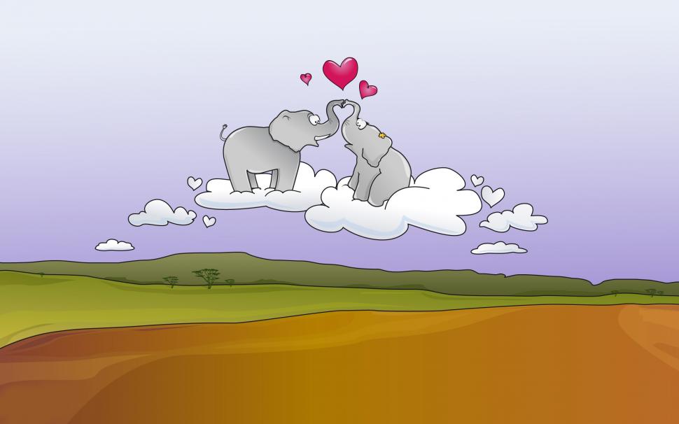 Love is in The Air wallpaper,elephants HD wallpaper,animals HD wallpaper,love HD wallpaper,heart HD wallpaper,clouds HD wallpaper,2560x1600 wallpaper